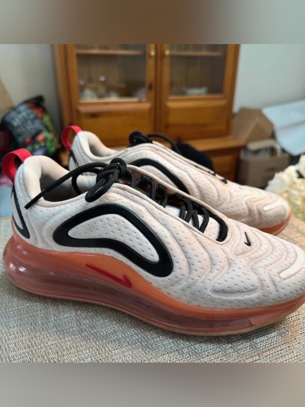 Nike Women's White and Black Sneakers with Coral Accents